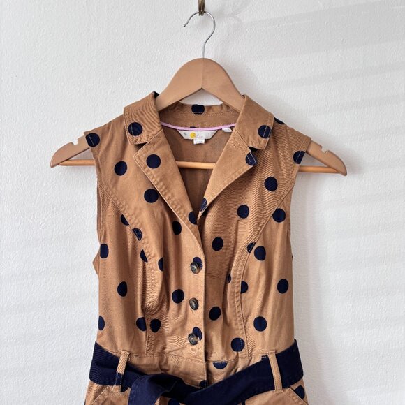 Boden Edith Midi Dress Camel Polka Dot - Picture 6 of 9